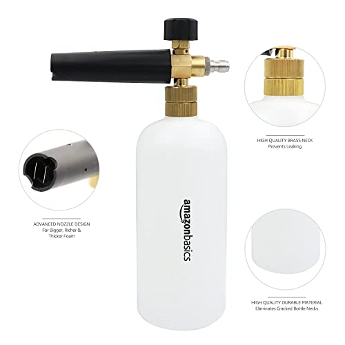 Amazon Basics - Pulverizador de espuma con conector rápido de 1/4 para pistola de lavado a presión, compatible solo con conector rápido de 1/4, 0.22 galones "