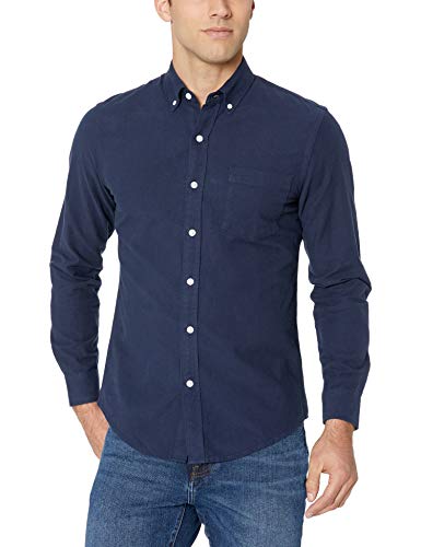 Amazon Essentials – Camisa Oxford de manga larga de corte entallado para hombre, Azul (Navy Nav), US L (EU L)