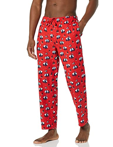 Amazon Essentials Flannel Pajama Pant Pantalones Casuales, Rojo, Invierno/Panda, XL