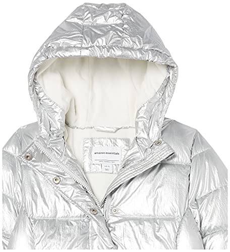 Amazon Essentials Heavy-Weight Hooded Puffer Jackets Chaqueta, Plata Metálica, 6-7 años