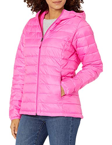 Amazon Essentials Lightweight Water-Resistant Packable Hooded Puffer Jacket Chaqueta Aislante, Rosa Fluorescente, XXL