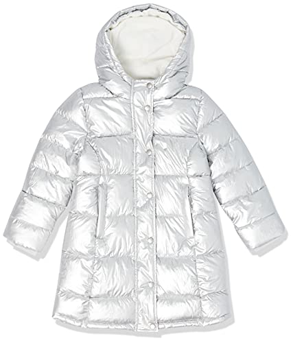 Amazon Essentials Long Heavy-Weight Hooded Puffer Jackets Chaqueta, Plata Metálica, 4-5 años