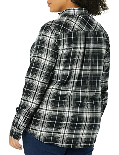 Amazon Essentials Long-Sleeve Classic-Fit Lightweight Plaid Flannel Shirt Athletic-Shirts, Negro/Blanco, Degradado/Cuadros Escoceses, L