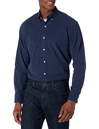 Amazon Essentials Long-Sleeve Solid Oxford Shirt Camisa, Azul (Navy), Large