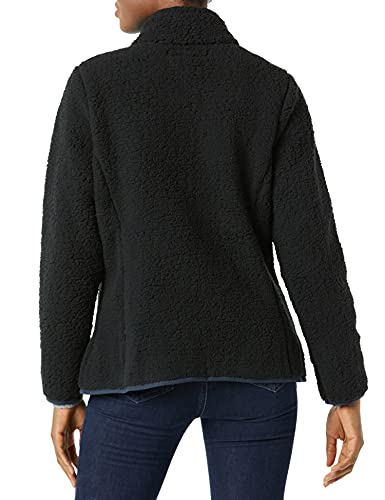 Amazon Essentials Sherpa Color Blocked Long-Sleeve Mockneck Full-Zip Jacket Chaqueta de Forro Polar, Negro/Azul Marino, M
