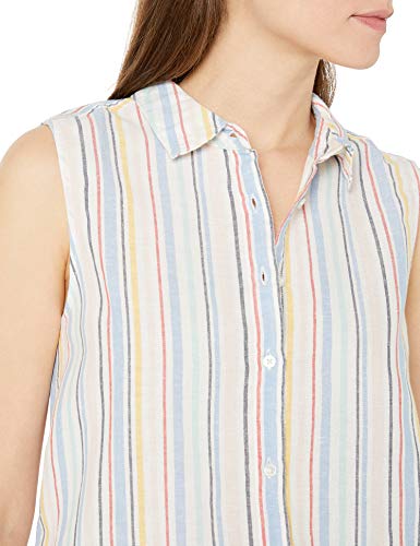 Amazon Essentials Sleeveless Linen Shirt Camisa, Rayas Irregulares, M