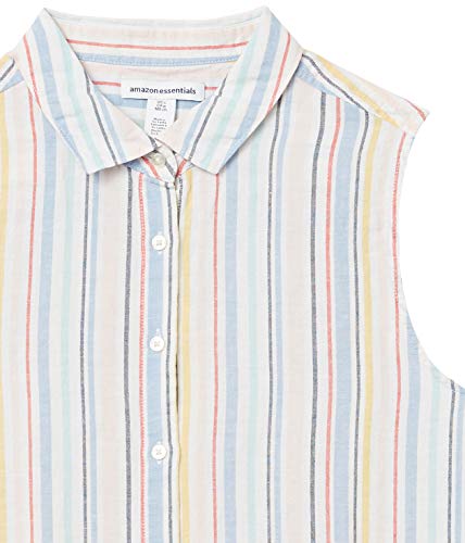 Amazon Essentials Sleeveless Linen Shirt Camisa, Rayas Irregulares, M