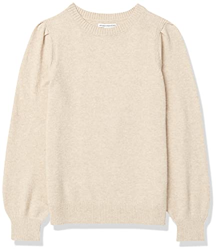 Amazon Essentials Soft Touch Pleated Shoulder Crewneck Sweater Suéter, Beige, L