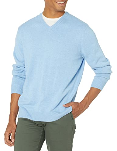 Amazon Essentials V-Neck Sweater Pullover-Sweaters, Celeste Jaspeado, US L (EU L)