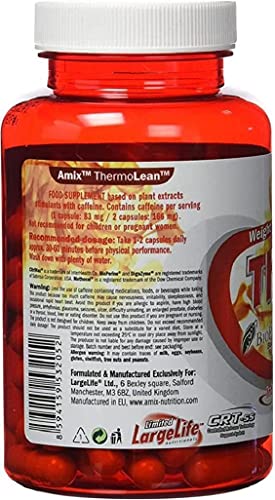 AMIX - Quemador de Grasa - Thermolean - 90 Cápsulas - Complemento que Ayuda a Adelgazar - Complemento Alimenticio con Cafeína - Componentes Naturales - Inhibidor de Apetito y Ansiedad