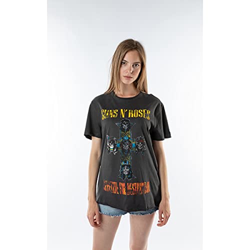 Amplified Guns N Roses-Appetite for Destruction Camiseta, Gris (Charcoal CC), M para Mujer