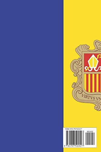 Andorra: Country Flag A5 Notebook (6 x 9 in) to write in with 120 pages White Paper Journal / Planner / Notepad [Idioma Inglés]