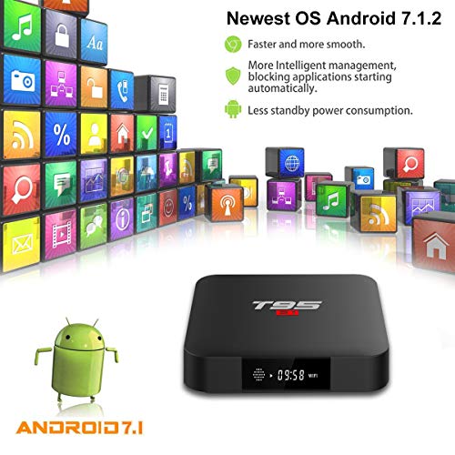 Android TV Box, T95 S1 TV Box 2GB RAM/16GB ROM Android 7.1 Amlogic S905W Quad Core Soporte 2.4GHz WiFi H.265 4K HDMI DLNA Reproductor Multimedia con Mini Teclado Inalámbrico