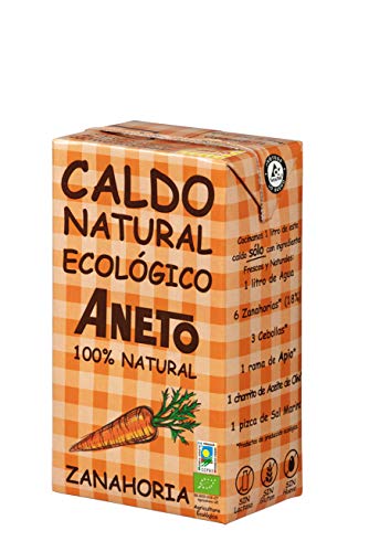 Aneto 100% Natural - Caldo de Zanahoria Ecológica - caja de 6 unidades de 1 litro