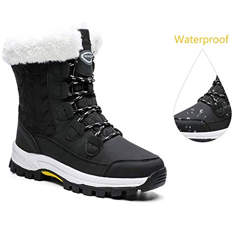 AONEGOLD Mujer Botas de Nieve Impermeable Zapatos Caliente Antideslizante Botas de Nieve Senderismo Trekking(Negro,38 EU)