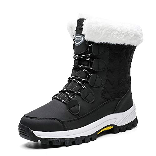 AONEGOLD Mujer Botas de Nieve Impermeable Zapatos Caliente Antideslizante Botas de Nieve Senderismo Trekking(Negro,38 EU)