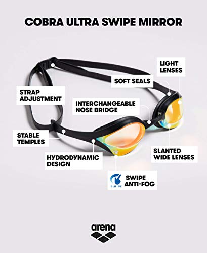 ARENA Gafas Cobra Ultra Swipe Mirror Natación, Unisex niños, Yellow Copper, Talla Única