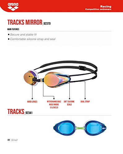 Arena Tracks Mirror Gafas de Natación, Unisex Adulto, Blanco (revo), Universal