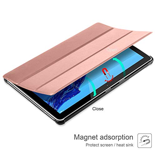 AROYI Funda para Huawei MediaPad T5 10 + Protector Pantalla, Carcasa Silicona Smart Cover Case con Soporte Función para Huawei MediaPad T5 10 10,1 2018 - Oro Rosa