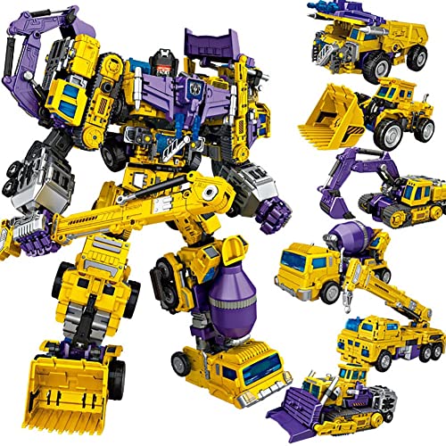 ASDPOIRE Juguetes de Transformers, 5-en-1 Diamante Combinado Drag Bucket Drag Shovel Excavar Bulldozer Robot GT Camión Mezclador de ingeniería de Hércules (Color : Green)