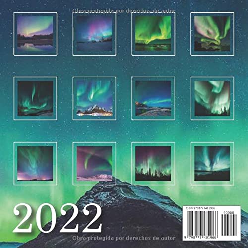 Aurora boreal Calendario 2022: Calendario 2022 8.5''x8.5'' - Regalos para familiares y amigas amigos - Animales divertidos