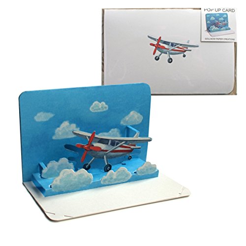 AVIÓN Pop-Up / 3 D tarjeta doblada desde un avión pequeño - ideal como un vale de viaje o como una tarjeta de cupón para un vuelo / vacaciones