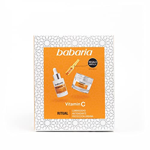 Babaria-Set Regalo Mujer-Pack facial Vitamina C- Compuesto por un Serum Vitamina C 30ml, una Crema Facial Vitamina C 50ml y una Ampolla Flash Facial Vitamina C 2ml