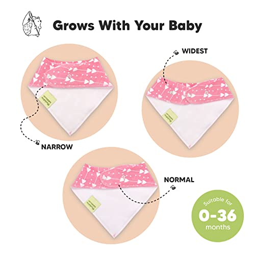 Baberos para bebé tipo bandolera para niñas - Baberos tipo pañuelo, de algodón orgánico súper absorbente - Babero para baba de bebé - Baberos para dentición (Pink Dreams)