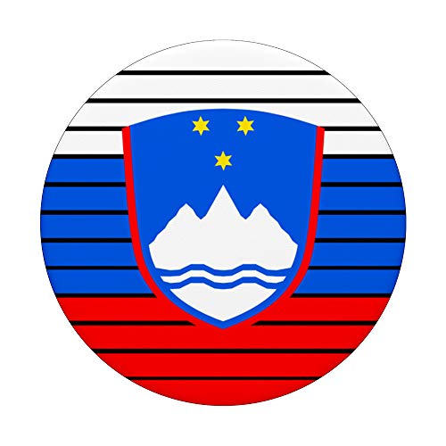 Bandera de Eslovenia, recuerdo de vacaciones con escudo de Eslovenia. PopSockets PopGrip Intercambiable