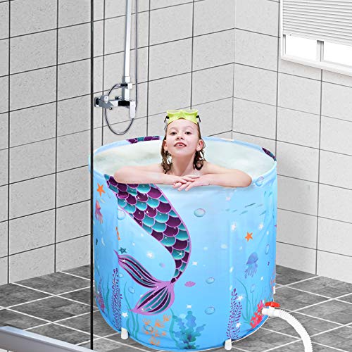 Bañera Portátil - Sirena Bañera Plegable para Adultos Bañera de SPA con Espuma Térmica Mantenimiento de la Temperatura Efectiva Bañera para el Baño Caravanas para el Puesto de Ducha