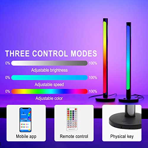 Barras de luz RGB, paquete de 2 barras de luz LED Mostop, luces de juego sincronizadas con control remoto de música Control de aplicación Brillo activado por voz Luz de fondo ambiental ajustable