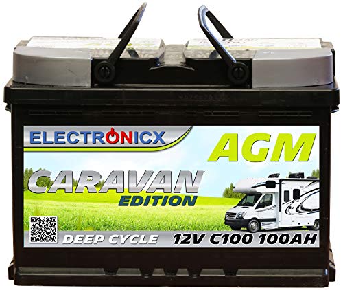 Batería AGM 12v 100Ah Electronicx Caravan Edition batería solar 12v acumulador 12v baterías solares suministro batería 12v agm batería caravana camper gel batería 12v 100ah acumulador solar mover
