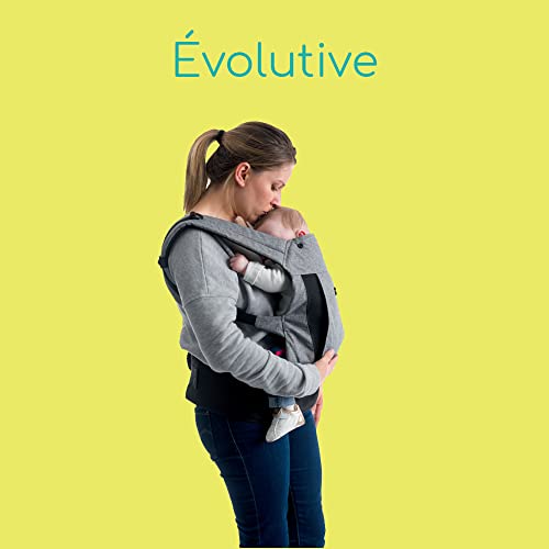 Bebe Confort Physionest Portabebé ergonómica para recien nacido 0-36 meses (15 kg), Portabebés con reposacabezas y capucha, , Multiposición: frontal, trasera, lateral, Color gris oscuro