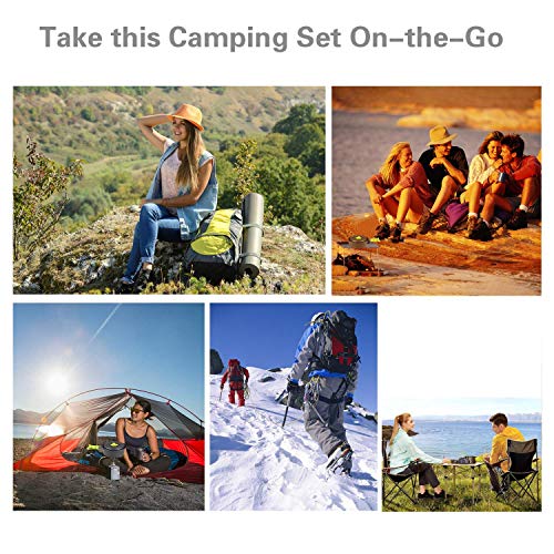 BelleStyle Utensilios Cocina Camping, 1-2 Personas Ligero y Portátil Utensilios de Cocina Camping Pots Set para Exteriores Cámping Mochilero Excursionismo Picnic (9 Piezas)