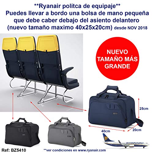 Benzi Bolsa de Viaje 40 x 25 x 20 cm BZ5410 Tamaño Equipaje de Mano Ryanair (Negro)