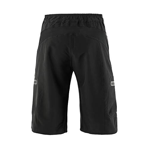 BERGRISAR - Pantalones cortos de ciclismo para hombre, ideales para MTB y bicicletas de montaña, bolsillos con cremallera (1806BG) - negro - X-Large
