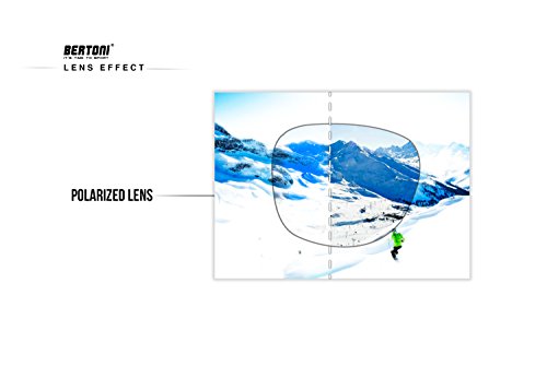 BERTONI Gafas de Sol Polarizadas de Montaña Glaciar Esqui Alpinismo Trekking - Mod. Cortina Italy – Color: Negro Brillante (Lente Polarizada Marrón)