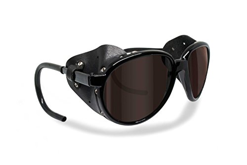 BERTONI Gafas de Sol Polarizadas de Montaña Glaciar Esqui Alpinismo Trekking - Mod. Cortina Italy – Color: Negro Brillante (Lente Polarizada Marrón)
