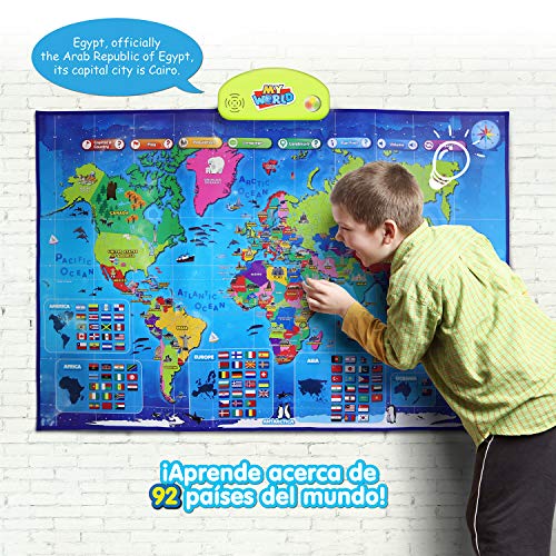 BEST LEARNING i-Poster mi Mapa Interactivo del Mundo - Juguete Educativo parlante para niños y niñas de 5 a 12 años de Edad (Versión en inglés)