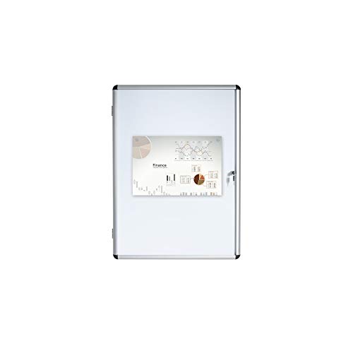 Bi-Office Enclore - Vitrina de interior Magnética para 4 Hojas A4, con Puerta de Aluminio y Cerradura, 500 x 674 mm