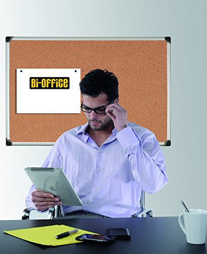 Bi-Office Maya W - Tablero de corcho con marco de aluminio, 120 x 90 cm