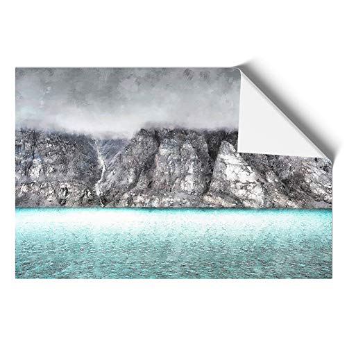 Big Box Art Empire - Póster (59,4 x 42 cm), diseño de niebla sobre la isla de Baffin en Canadá, color azul, gris, blanco, negro