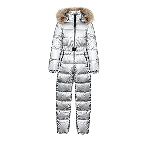 BIKETAFUWY Traje de nieve para mujer, mono de nieve con capucha, chaqueta de invierno cálida de nieve, traje de esquí con cremallera