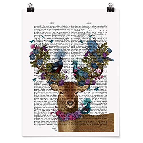 Bilderwelten Poster Fowler - Deer with Pigeons Alto, Satinado Autoadhesivo 80 x 60cm