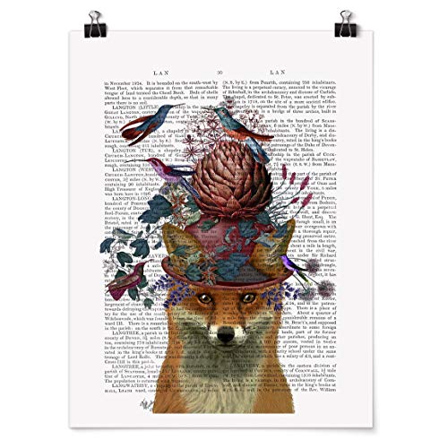 Bilderwelten Poster Fowler - Fox with Artichoke Alto, Mates Autoadhesivo 100 x 75cm