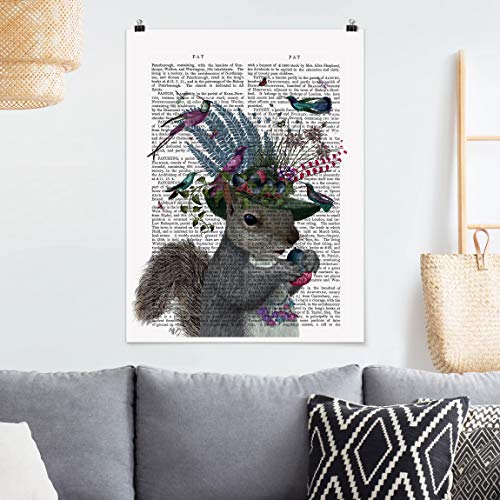 Bilderwelten Poster Fowler - Squirrel with Acorns Alto, Satinado Autoadhesivo 40 x 30cm