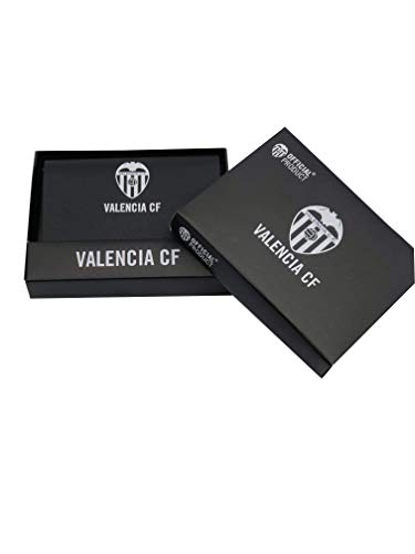 Billetera Piel Valencia C.F. Oficial Color Negro con Doble Pespunte al Tono y Escudo Grabado
