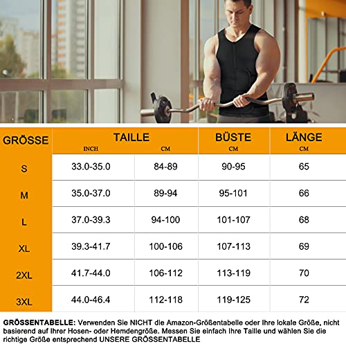 Bingrong Sauna Termica Reductora Hombre Neopreno Fitness Compresion Muscular Vest para Deporte Fitness de Correr Cremallera Chaleco(Negro-2, 2XL)