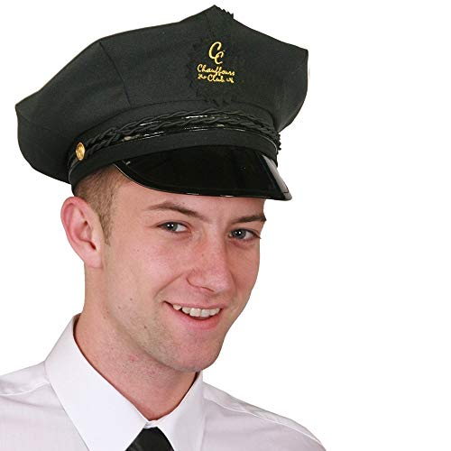 Blue Planet Online Chauffeur Cap Limo Taxi Driver Hat, White Gloves and Black Tie Fancy Dress Kit by