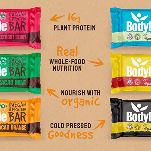 BodyMe Barritas Proteinas Veganas Organica | Caja Mixta | 12 x 60g Barra Proteina Vegana | Sin Gluten | 16g Proteína Completa | 3 Proteina Vegetal | Aminoacidos Esenciales | Vegan Protein Bar